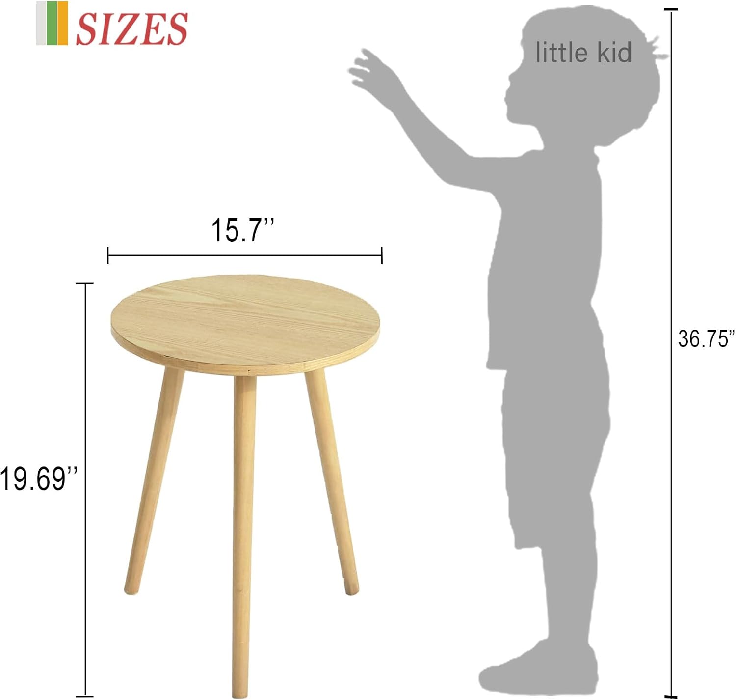 Round Walnut Modern Small Side Table