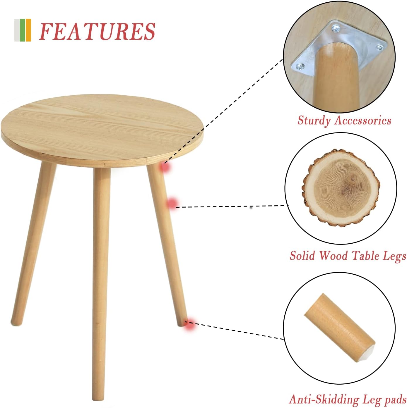 Round Walnut Modern Small Side Table