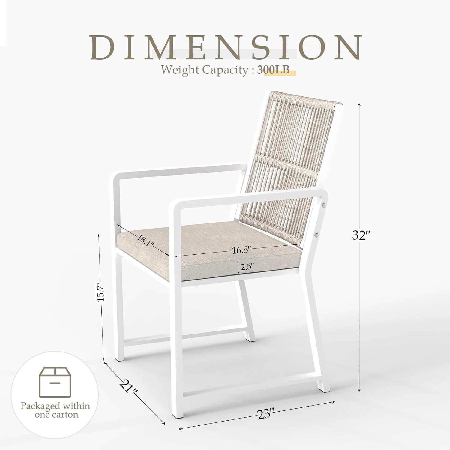 2 Pack Woven Rope Patio Dining Chairs