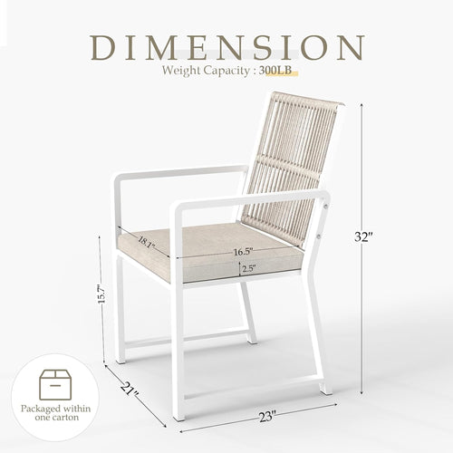 2 Pack Woven Rope Patio Dining Chairs