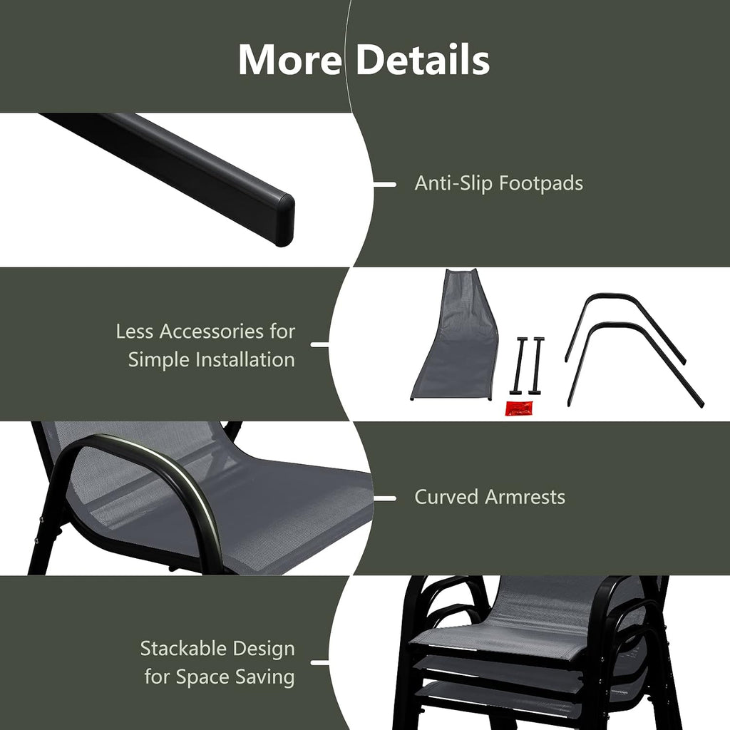 Giantex 4 Pack Stackable Patio Chairs
