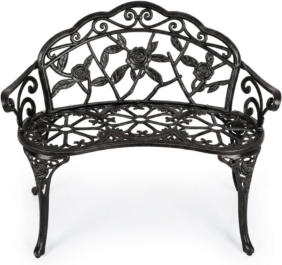 Sundale Antique Rose Cast Aluminum Bench