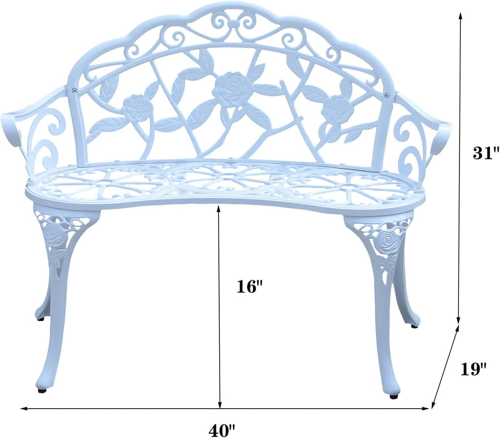 Cast Aluminum Rose Garden Bench