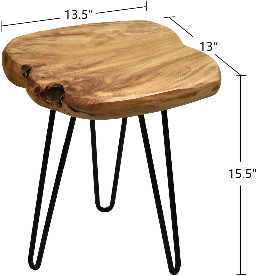 Live Edge Wood Hairpin Leg Side Table