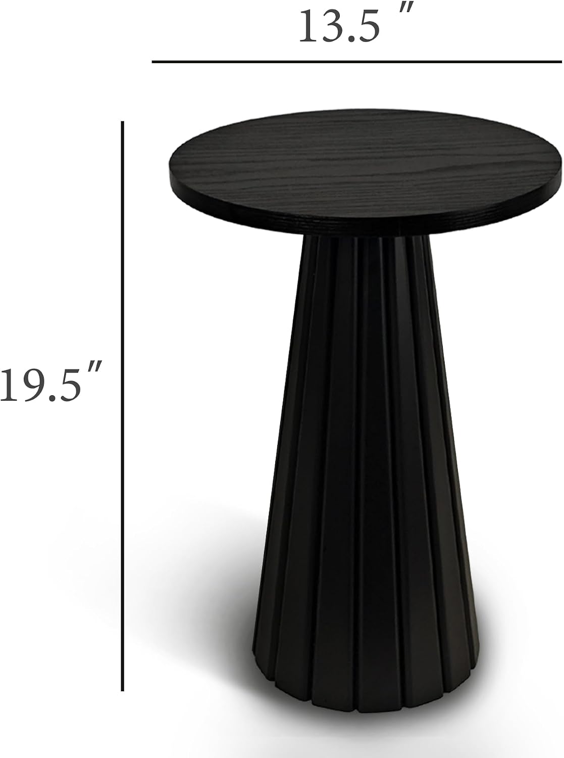 Black Fluted Drum Pedestal Side Table
