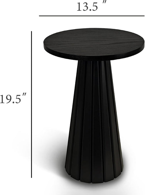 Black Fluted Drum Pedestal Side Table