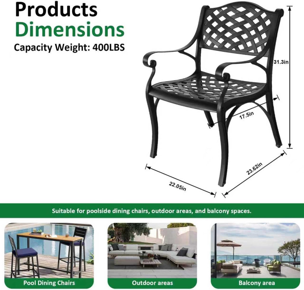2 Pack Cast Aluminum Patio Dining Chairs