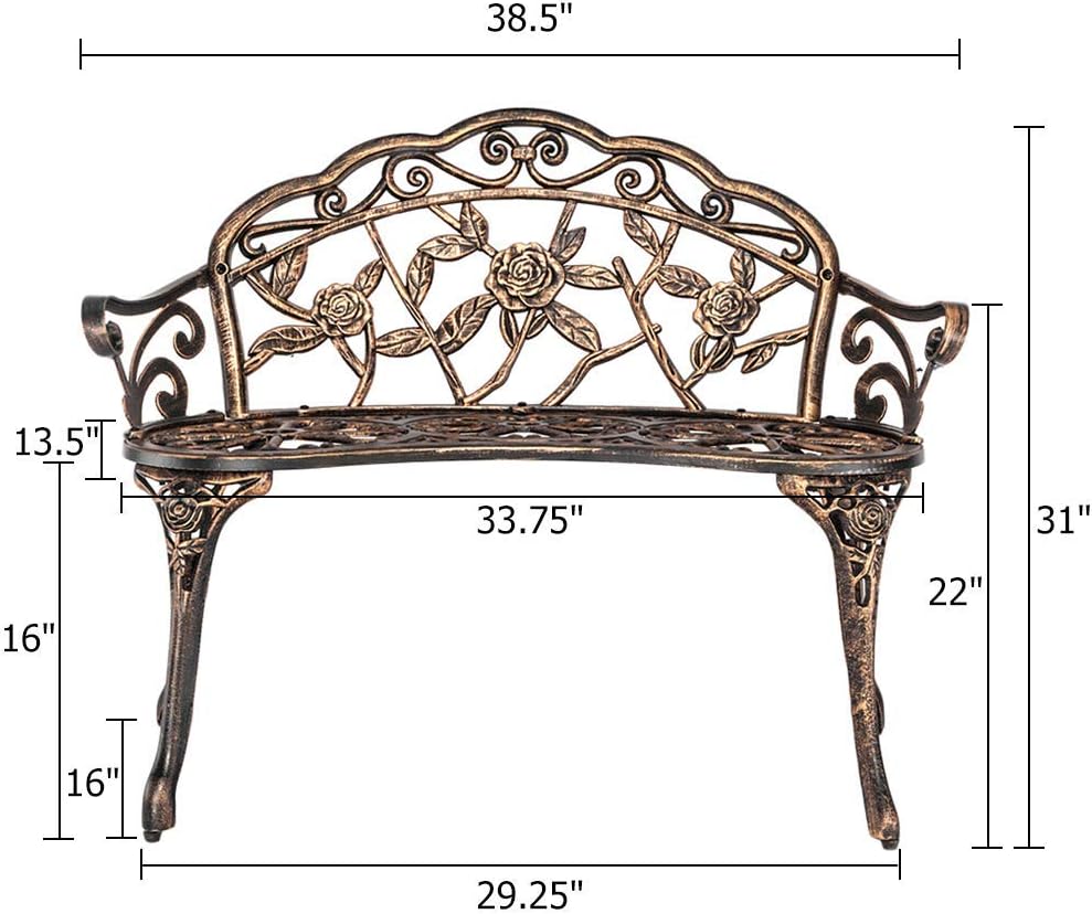SSLine Antique Rose Cast Aluminum Bench