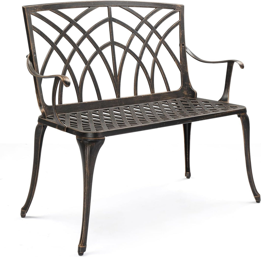 VINGLI Antique Orchid Cast Aluminum Bench