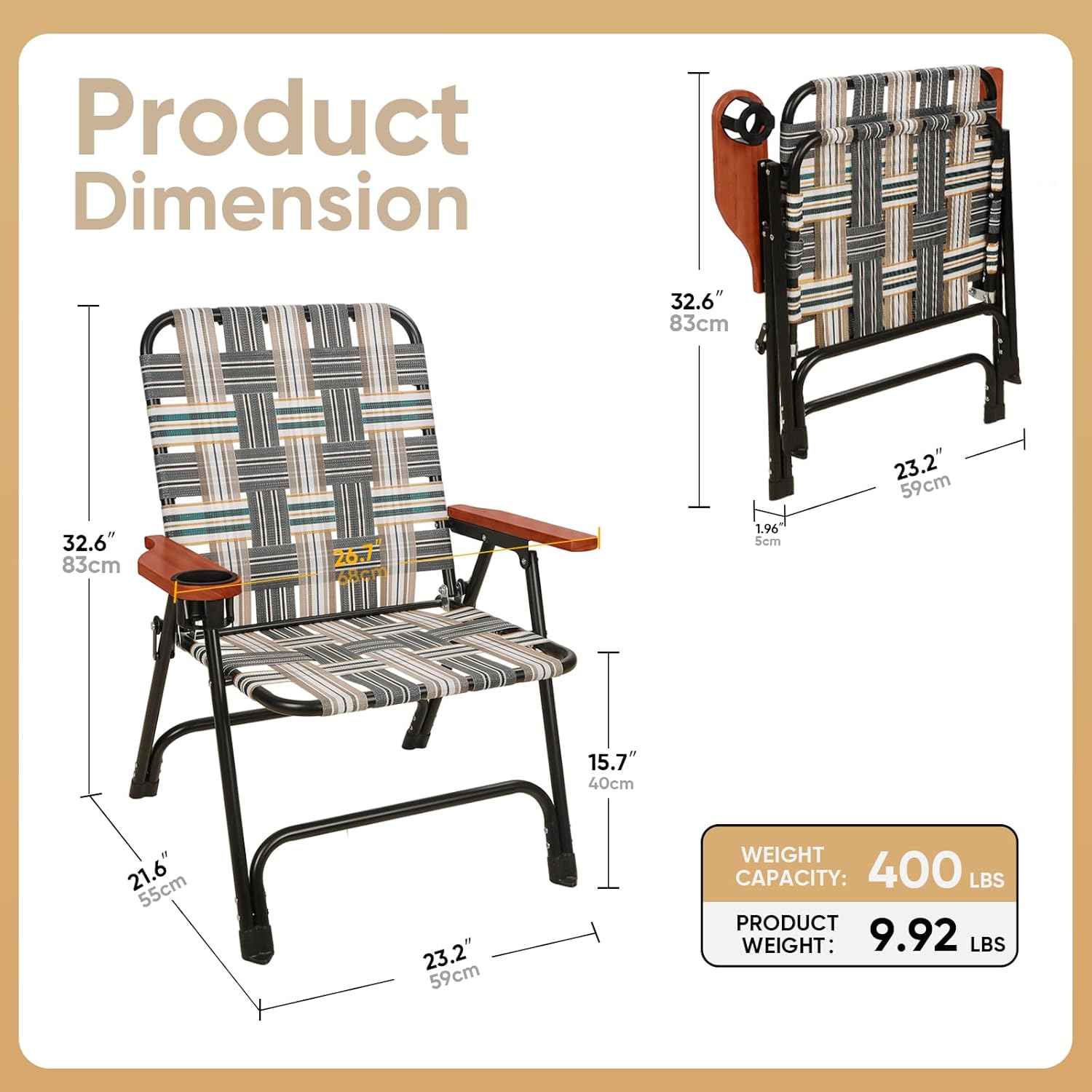 Portable Steel Frame Folding Lawn Chair