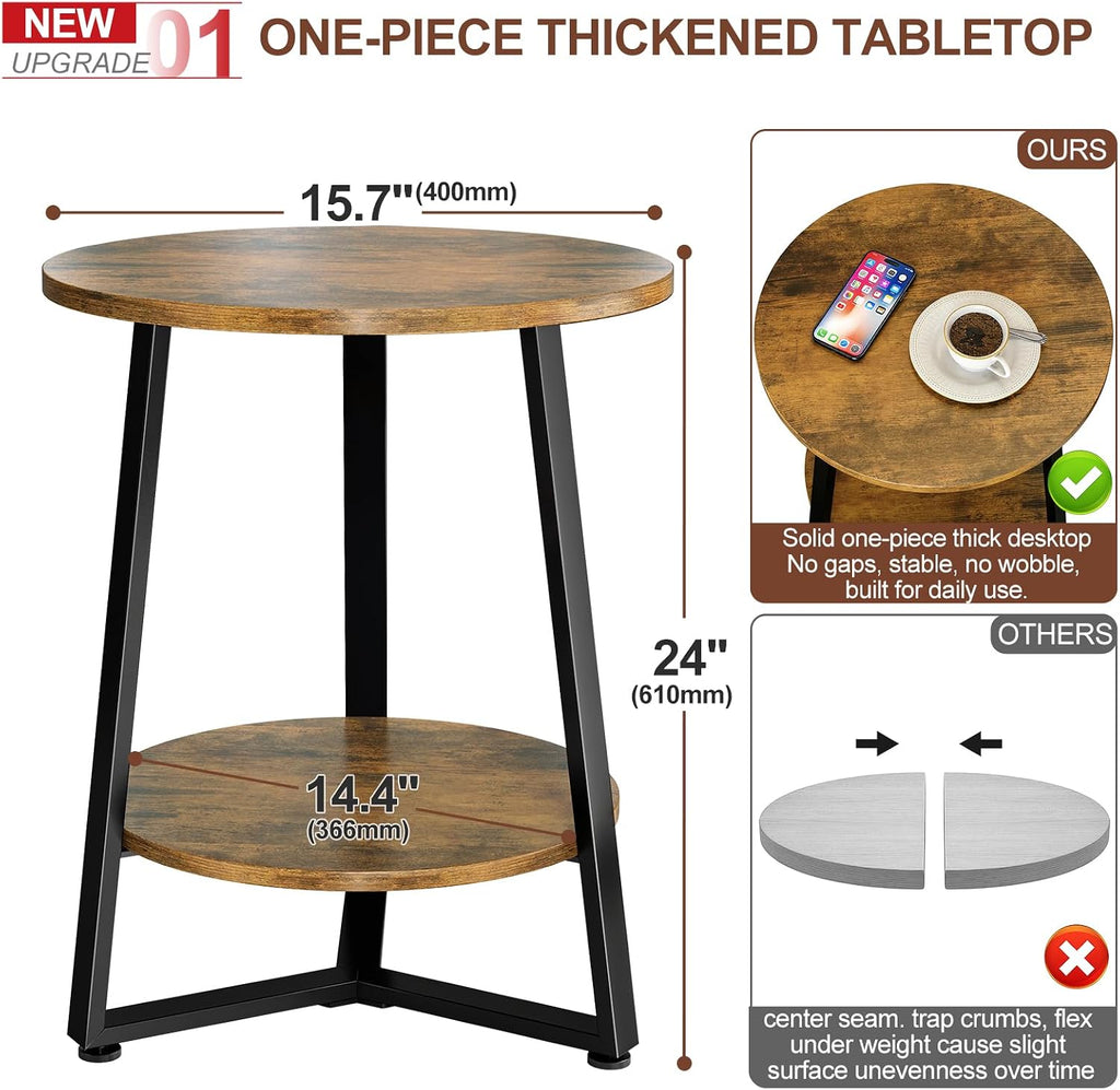 2-Tier Round Farmhouse Side Table
