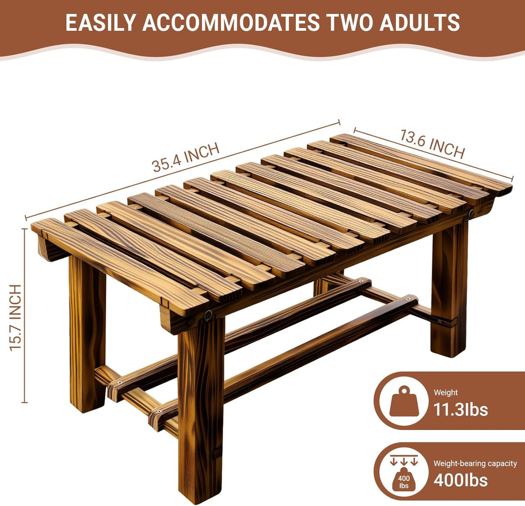 2 Person Weatherproof Wooden Backless Bench