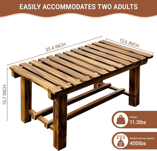 2 Person Weatherproof Wooden Backless Bench