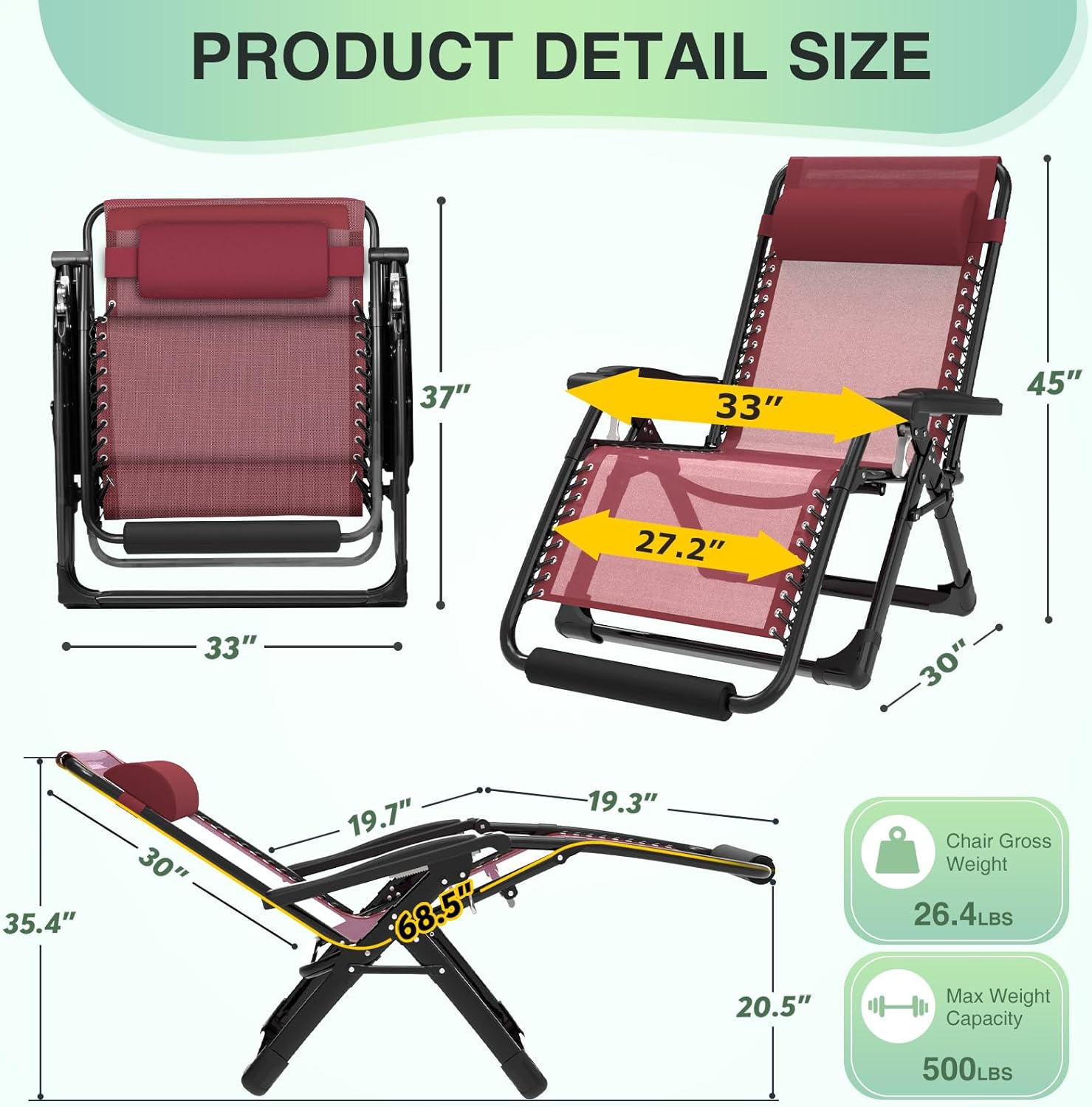 Suteck XXL Zero Gravity Lounge Chair