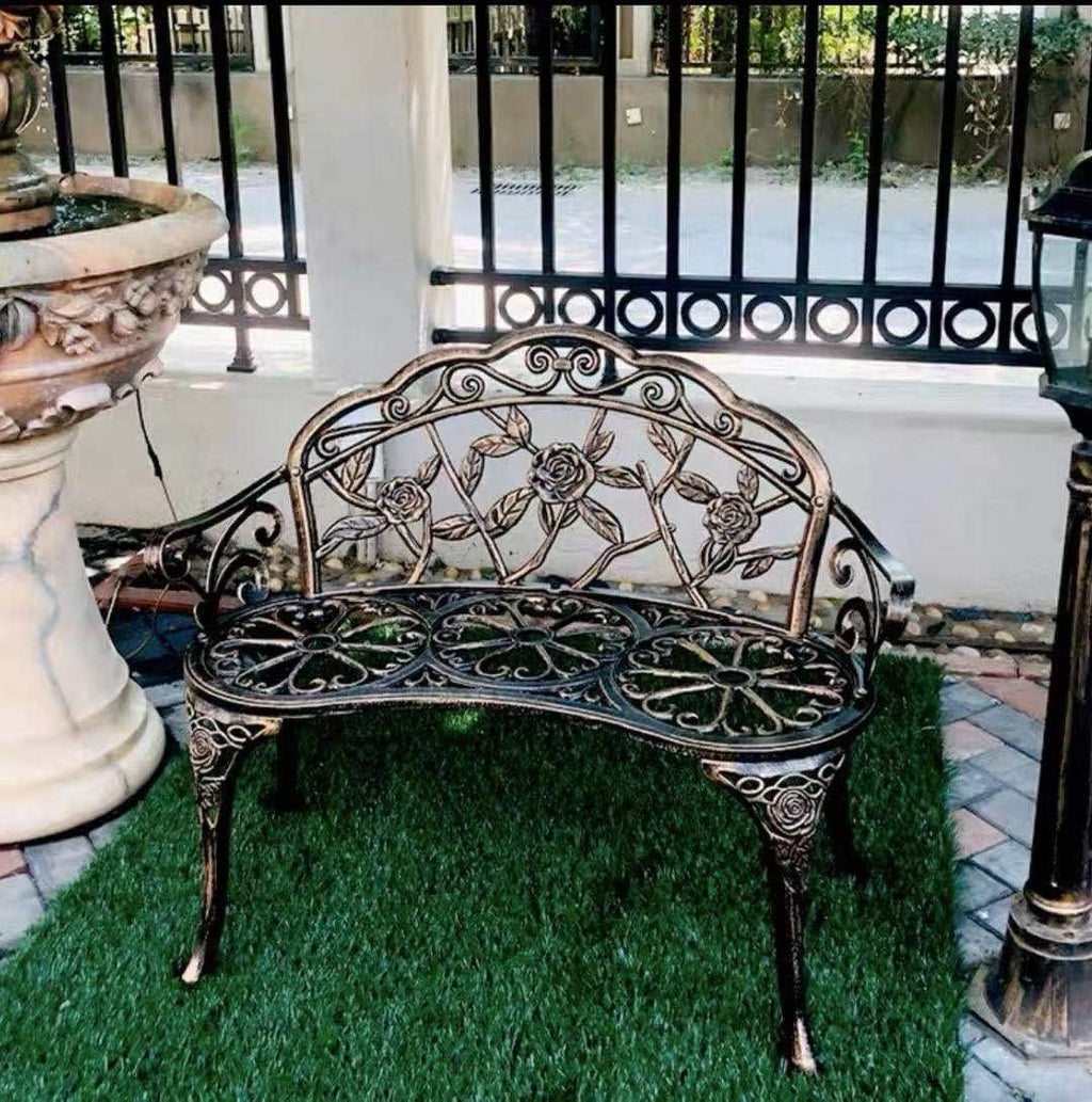 Cast Aluminum Double Seat Patio Bench