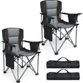 Camping Chairs, 2 Pack Oversized Heavy Duty Fully Padded Outdoor Folding Chairs with Cup Holder, Cooler Bag and Side Pocket, Support 400 LBS, Carry Bag Included, Versatile for Sports,Outdoors & Lawns