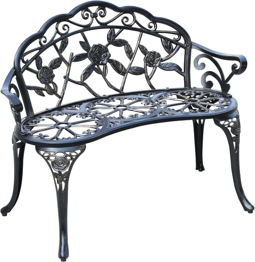 Cast Aluminum Rose Garden Bench