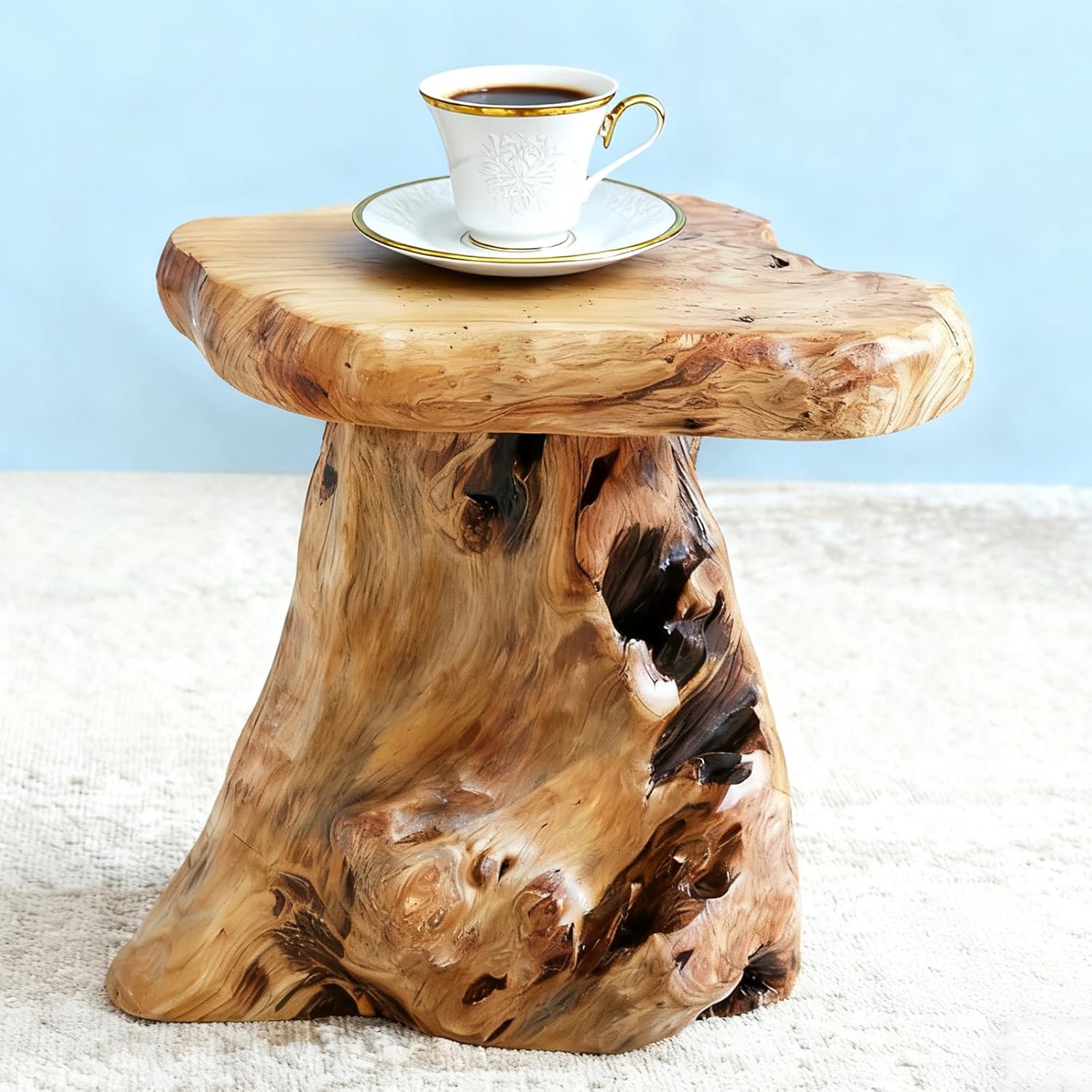 Natural Cedar Stump Wooden Side Table