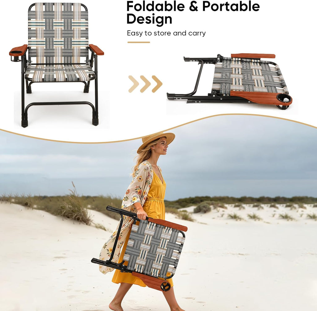 Portable Steel Frame Folding Lawn Chair