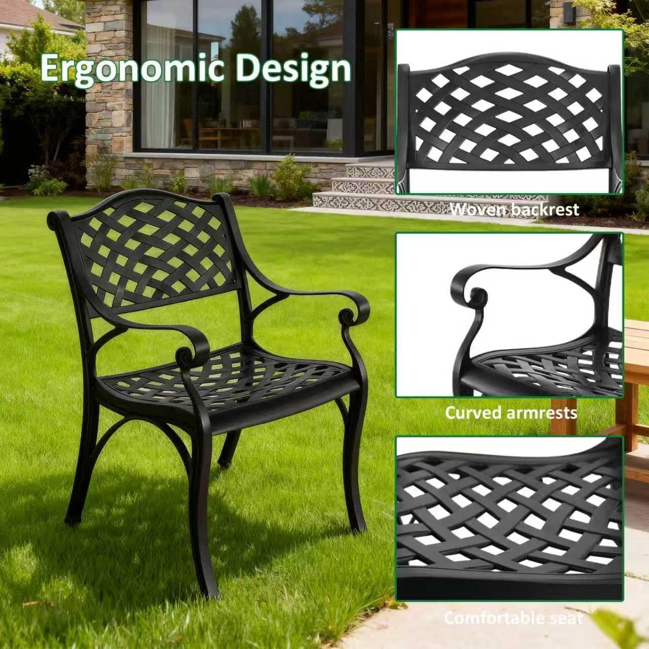 2 Pack Cast Aluminum Patio Dining Chairs