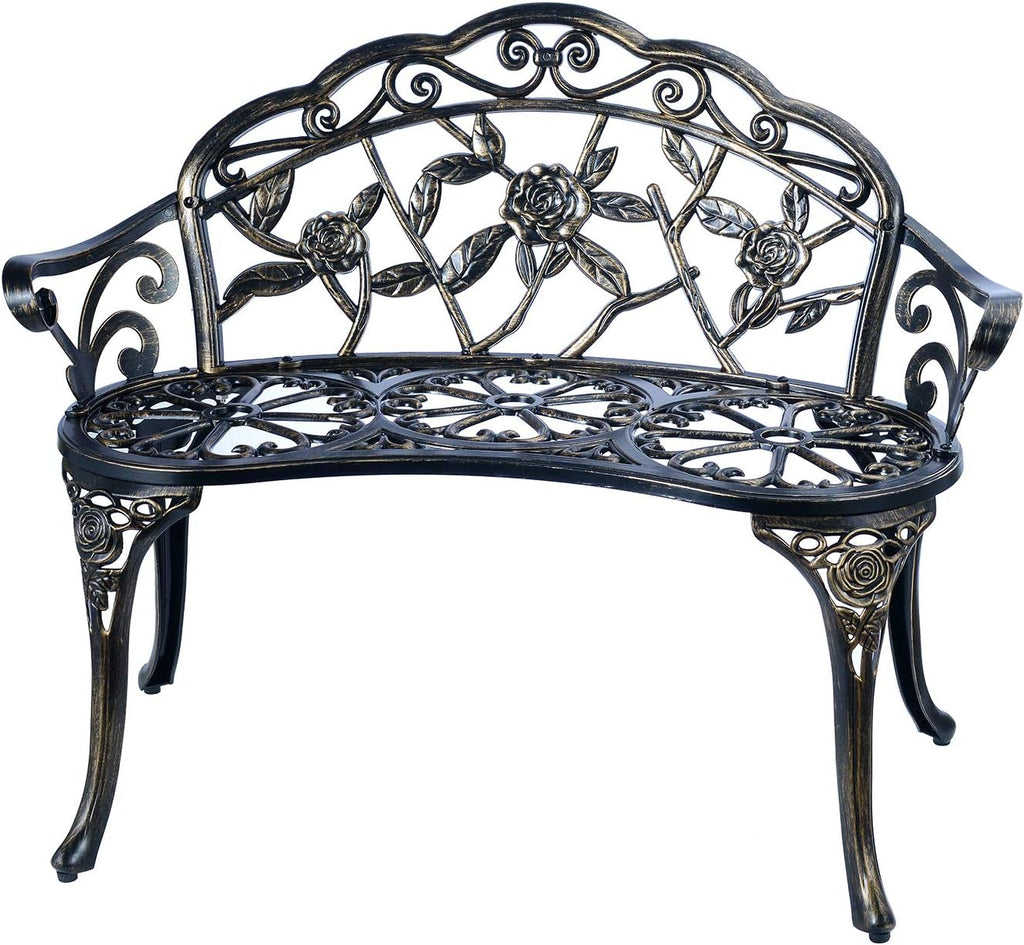Cast Aluminum Double Seat Patio Bench