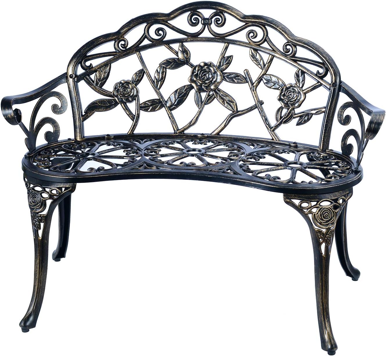 Cast Aluminum Double Seat Patio Bench
