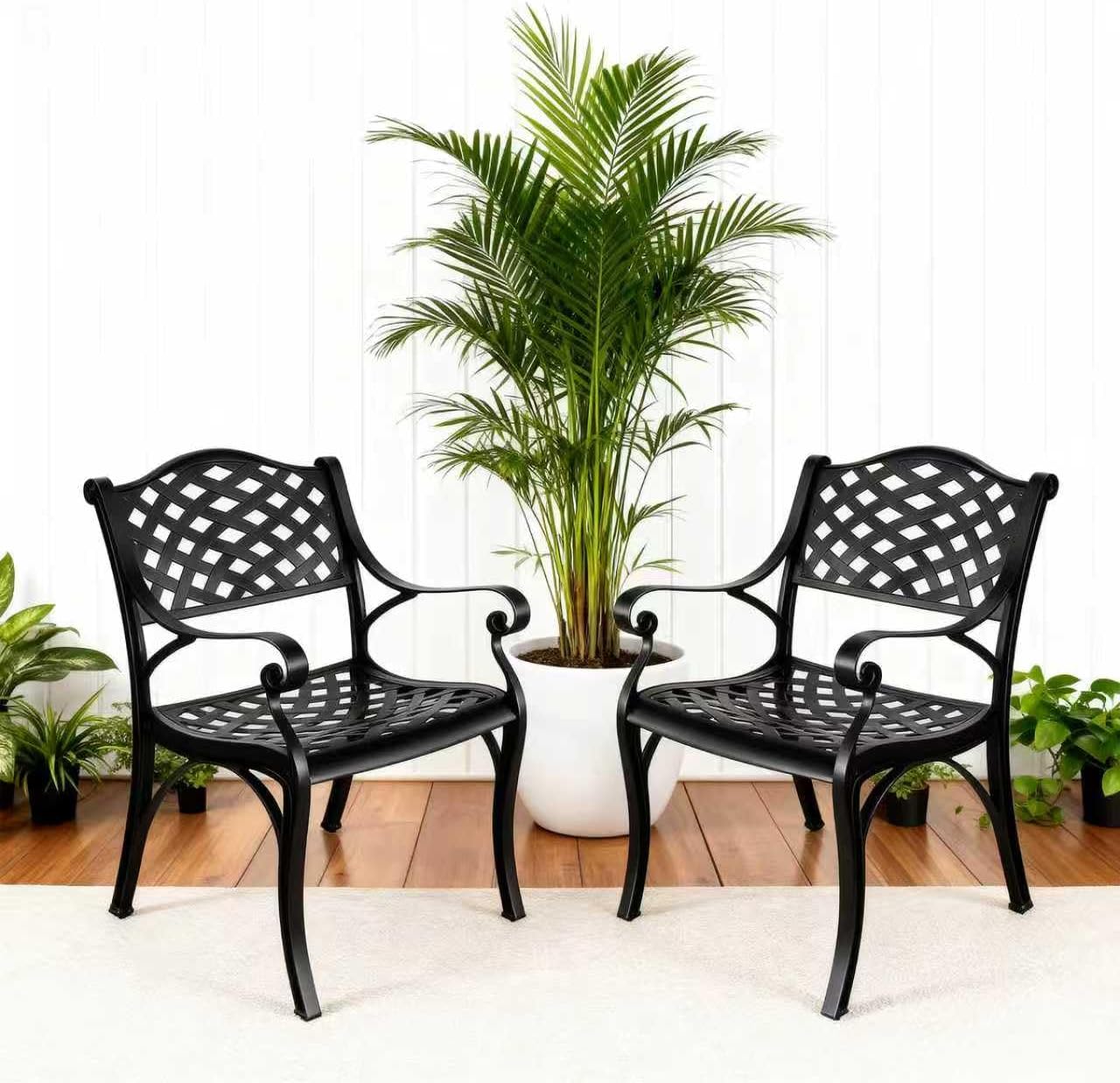 2 Pack Cast Aluminum Patio Dining Chairs