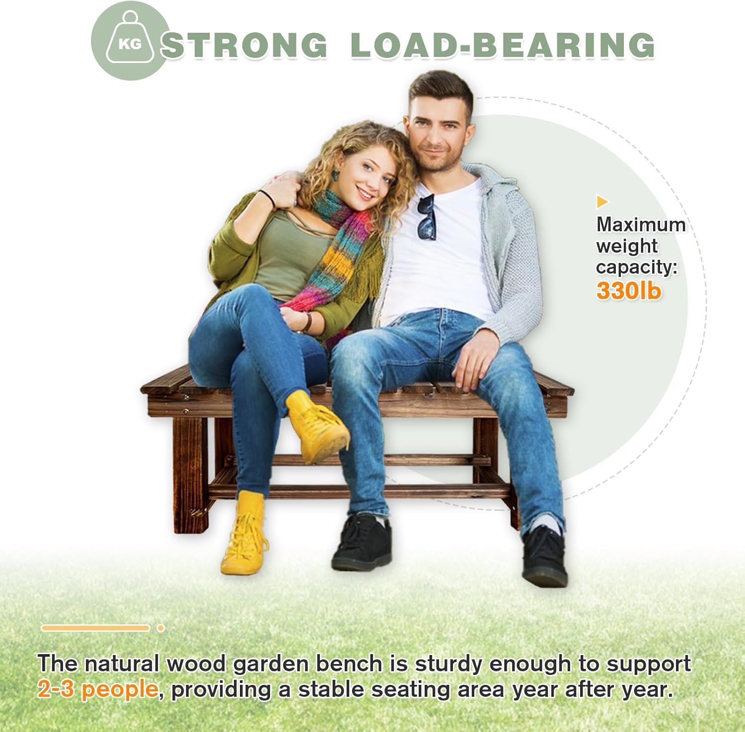 2 Person Weatherproof Wooden Backless Bench