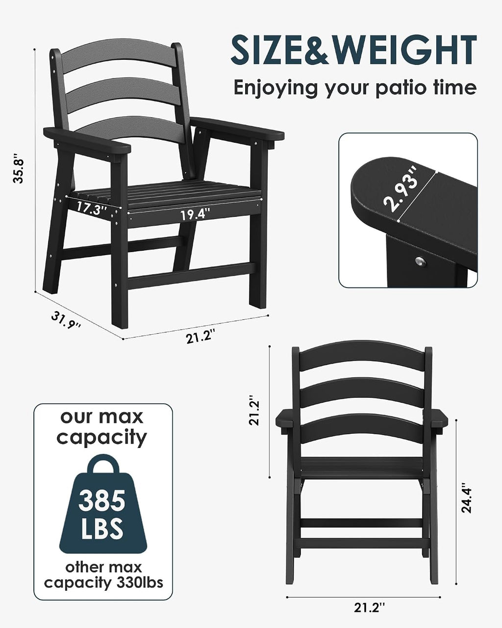 HDPE All Weather Patio Dining Chair