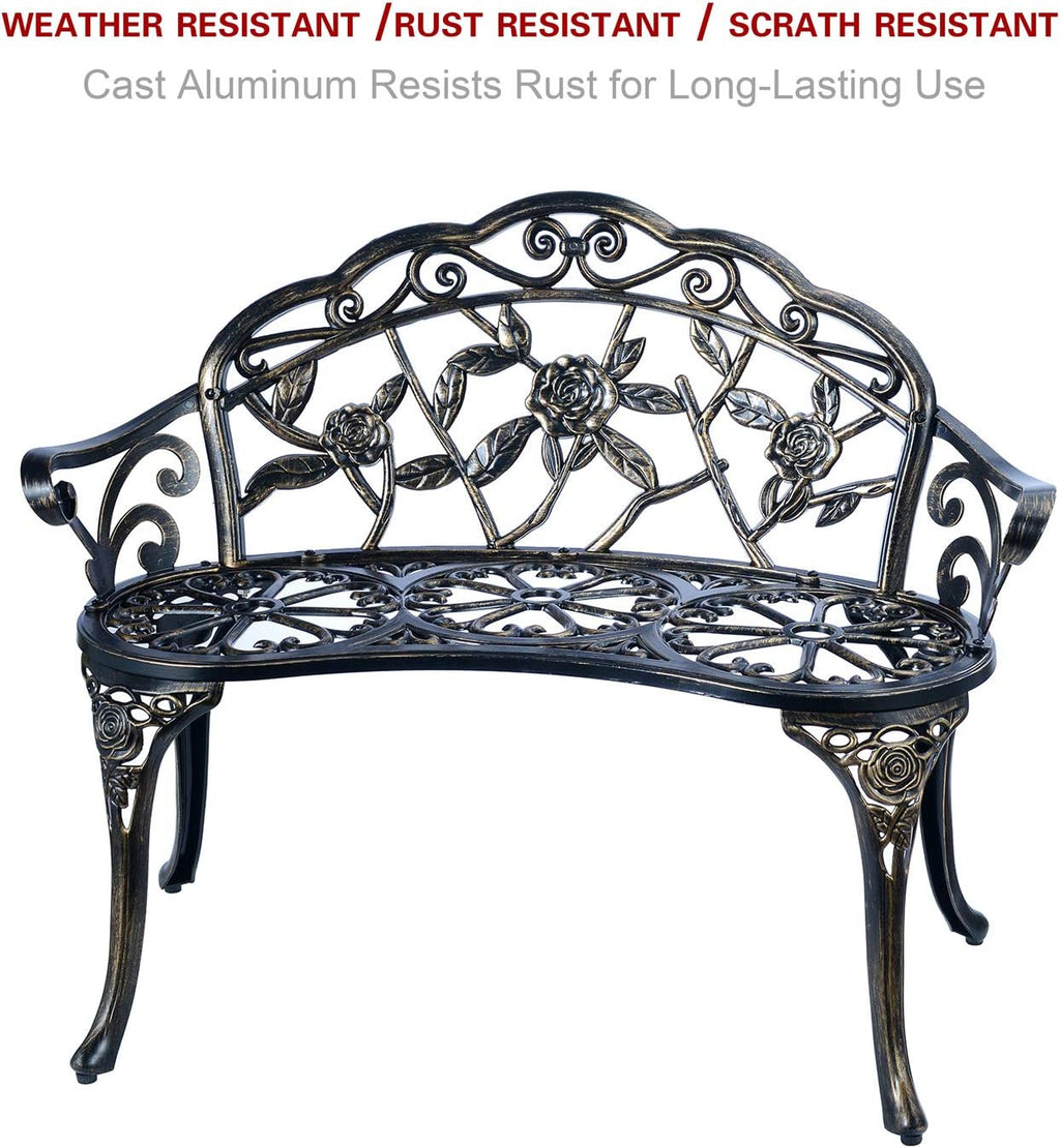 Cast Aluminum Double Seat Patio Bench