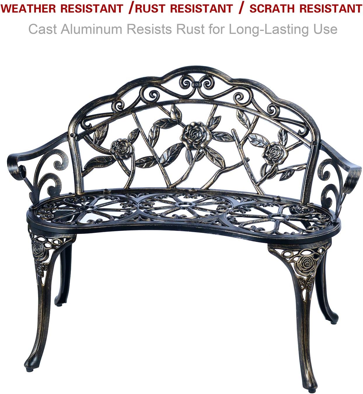 Cast Aluminum Double Seat Patio Bench