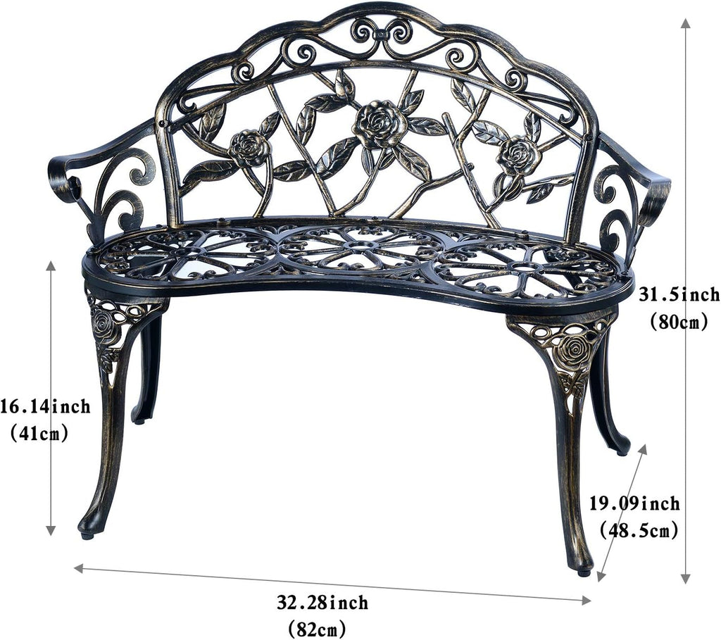 Cast Aluminum Double Seat Patio Bench