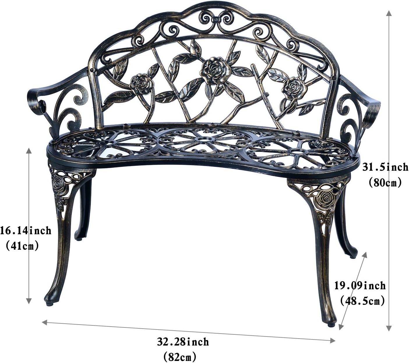 Cast Aluminum Double Seat Patio Bench