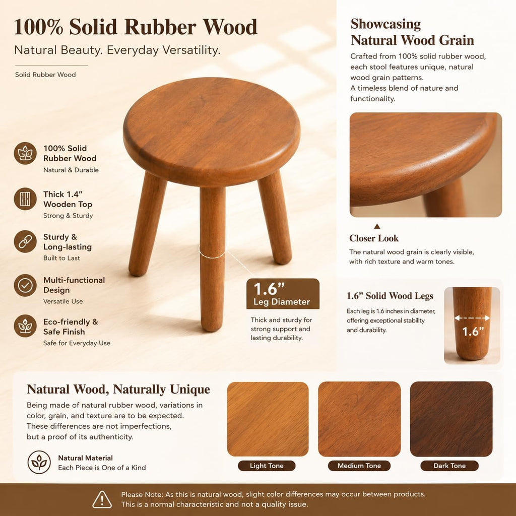 Solid Rubber Wood 2-Piece Plant Stand Set