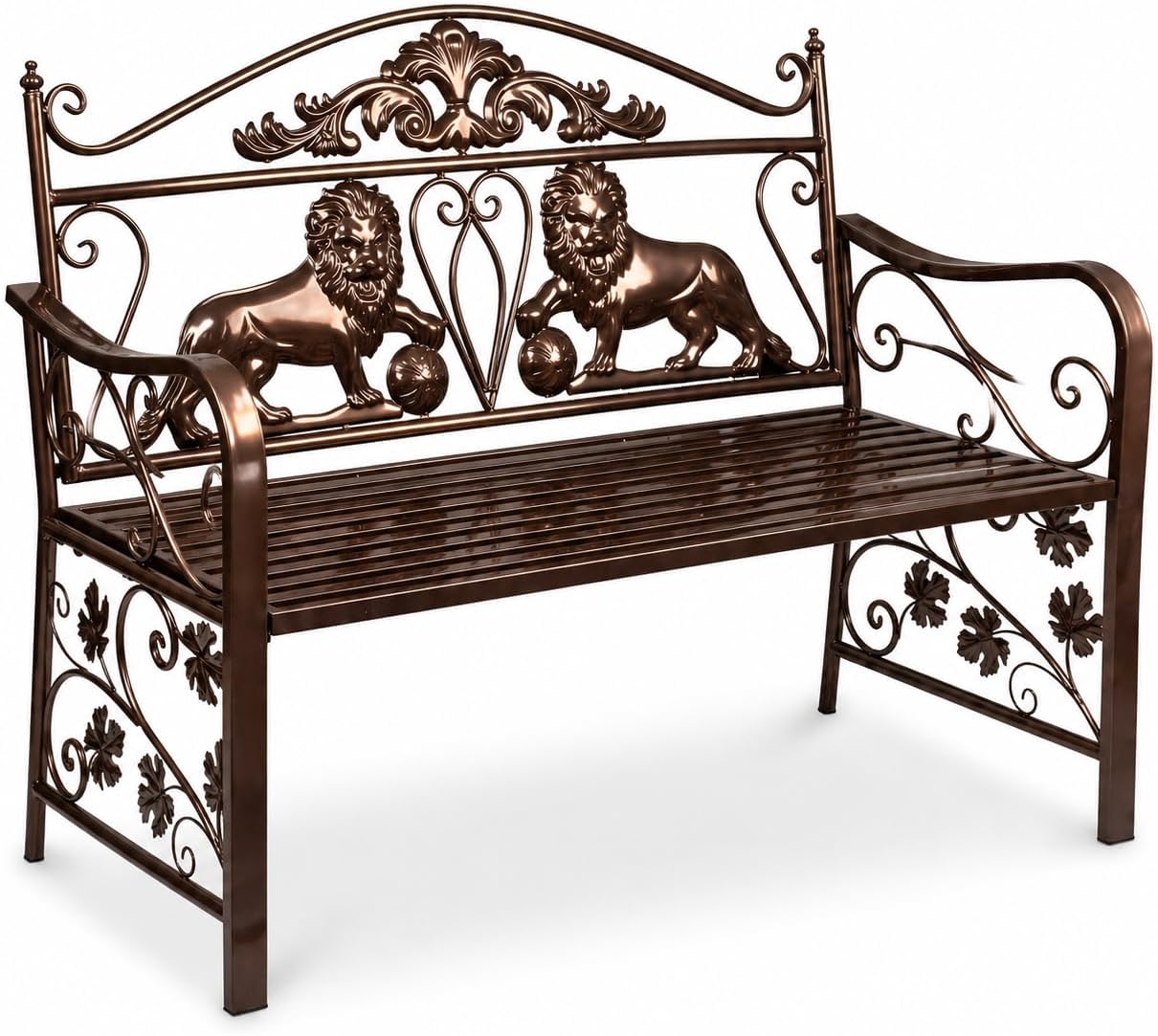 Vintage Lion Metal Garden Bench
