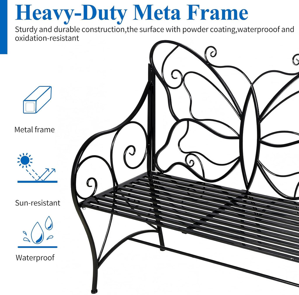 HLC Butterfly Cast Iron Double Seat Bench