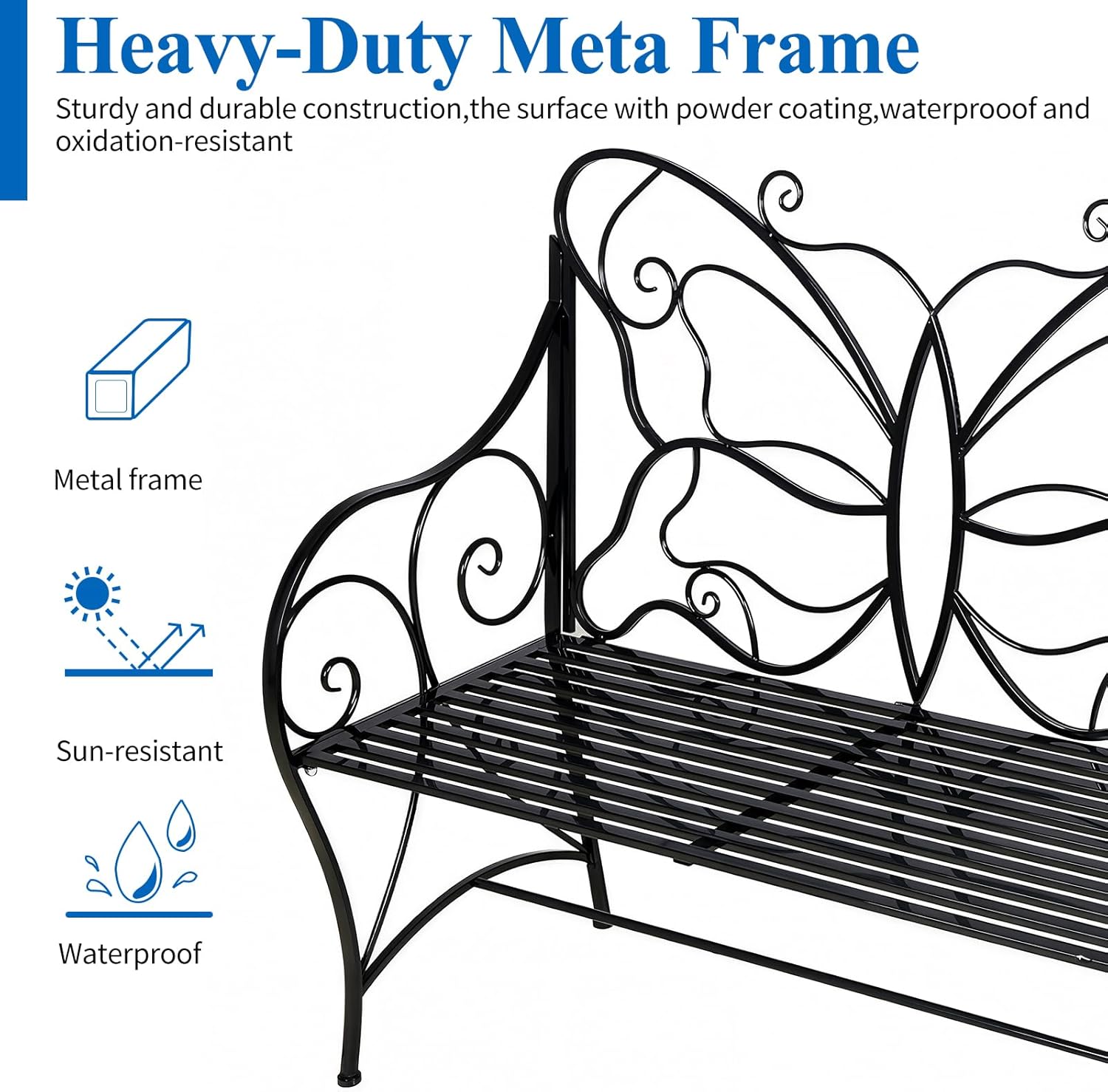 HLC Butterfly Cast Iron Double Seat Bench