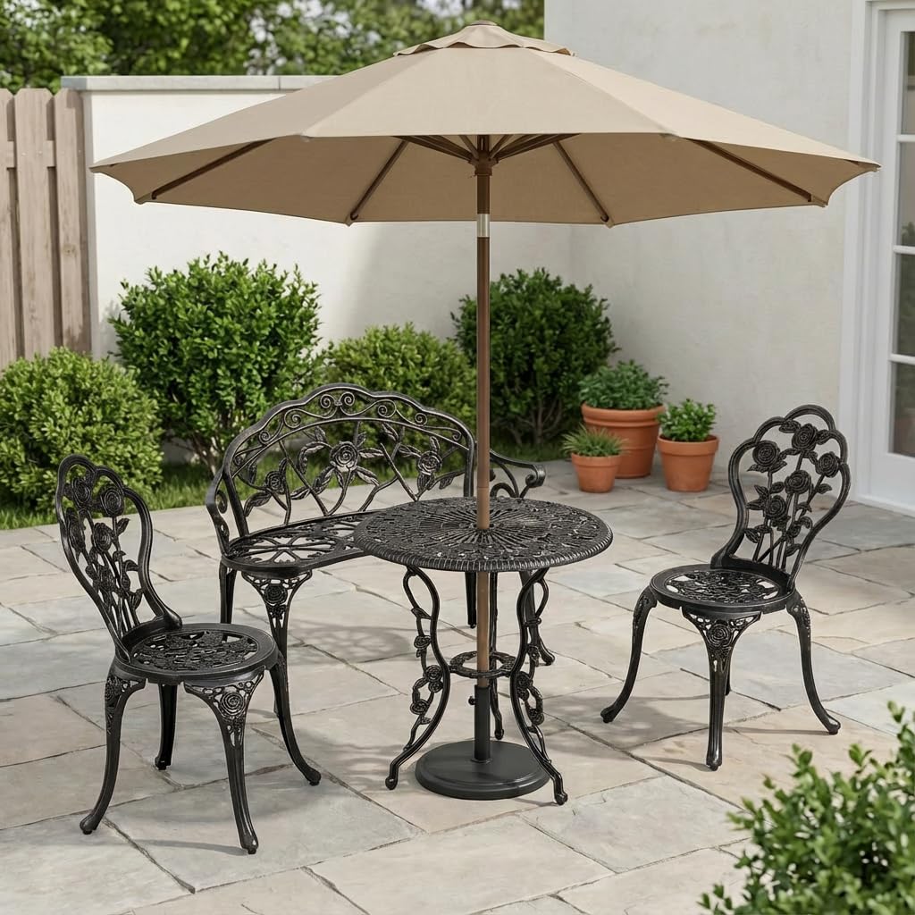 Sundale Antique Rose Cast Aluminum Bench