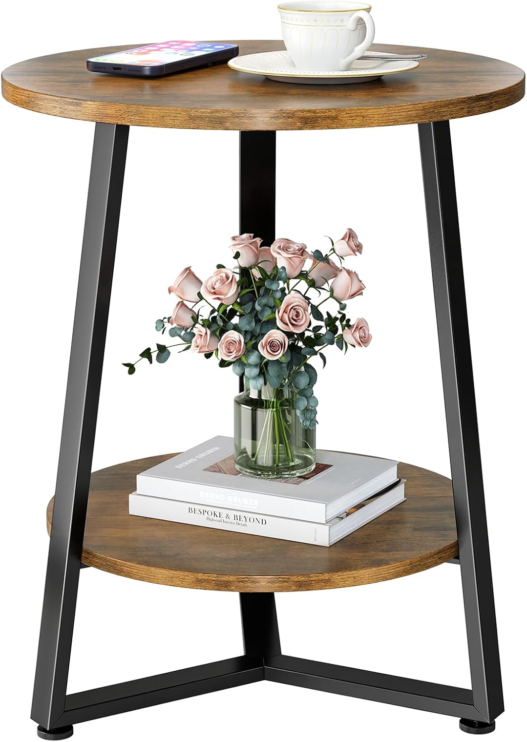 2-Tier Round Farmhouse Side Table