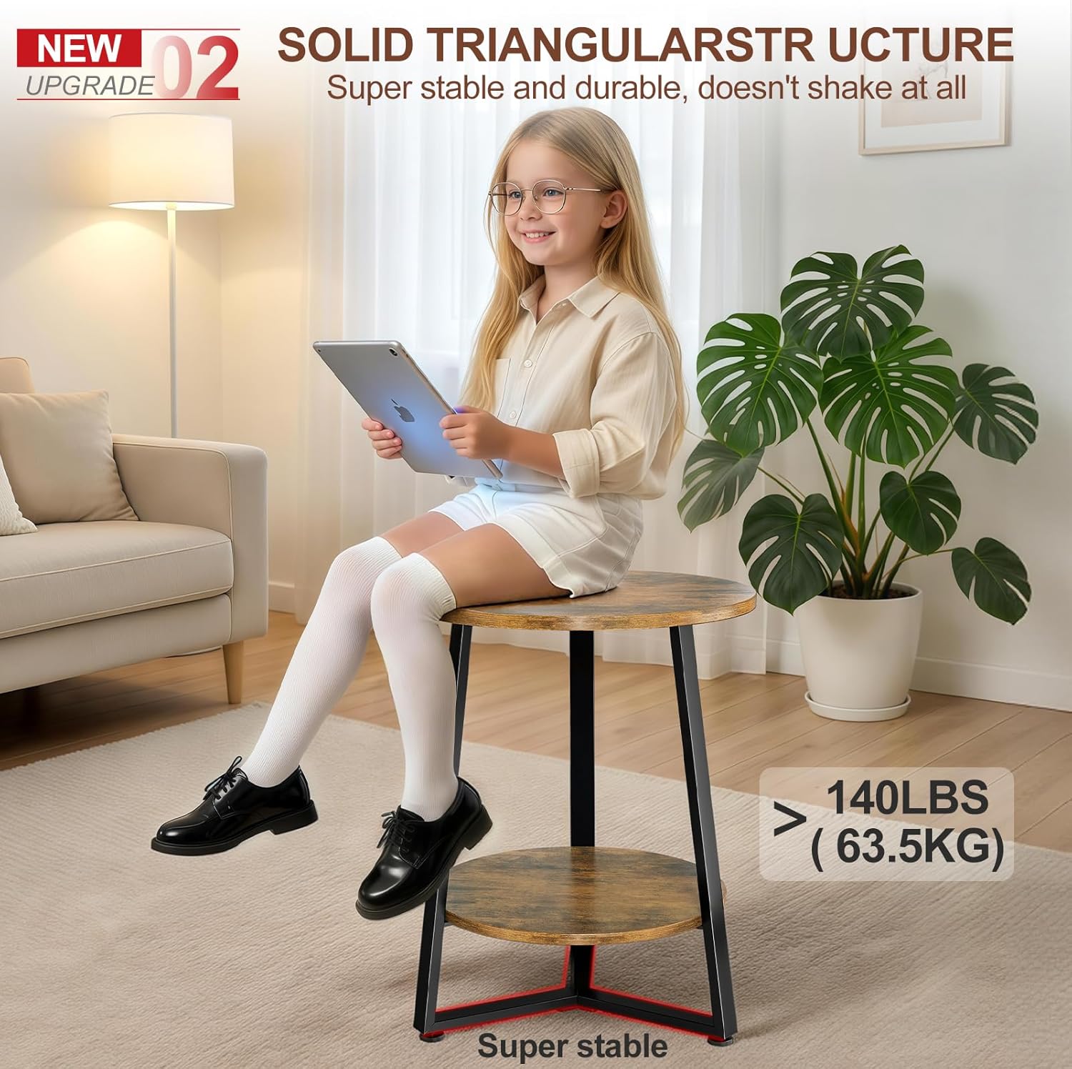 2-Tier Round Farmhouse Side Table