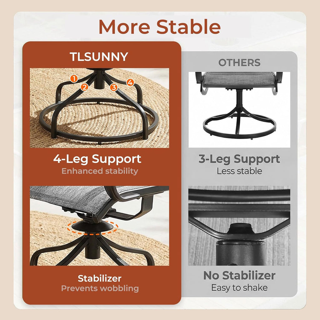 TLSUNNY 2 Pack 360° Swivel Patio Chairs