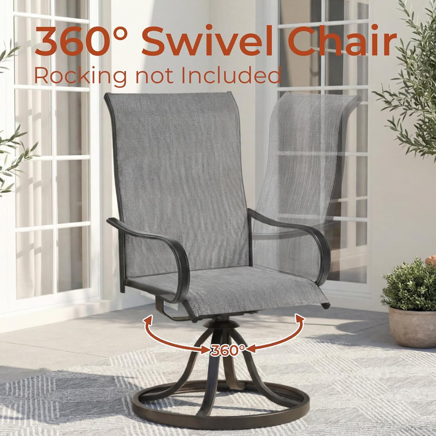 TLSUNNY 2 Pack 360° Swivel Patio Chairs