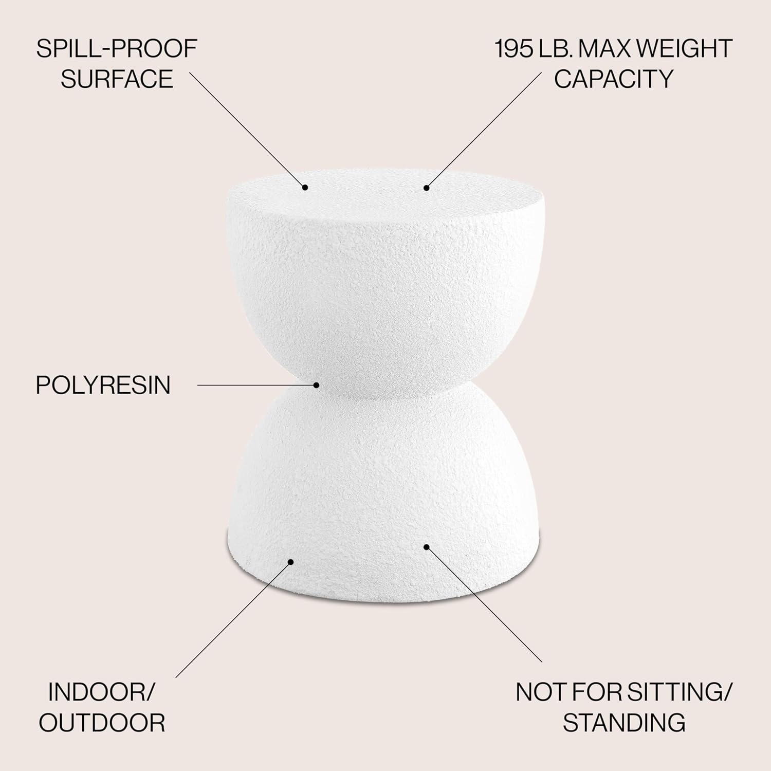 JONATHAN Y White Hourglass Side Table
