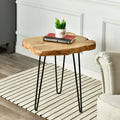 Live Edge Wood Hairpin Leg Side Table