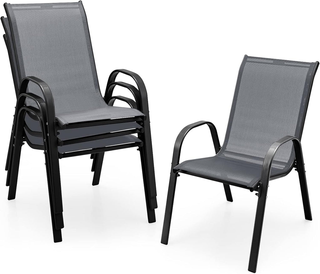 Giantex 4 Pack Stackable Patio Chairs