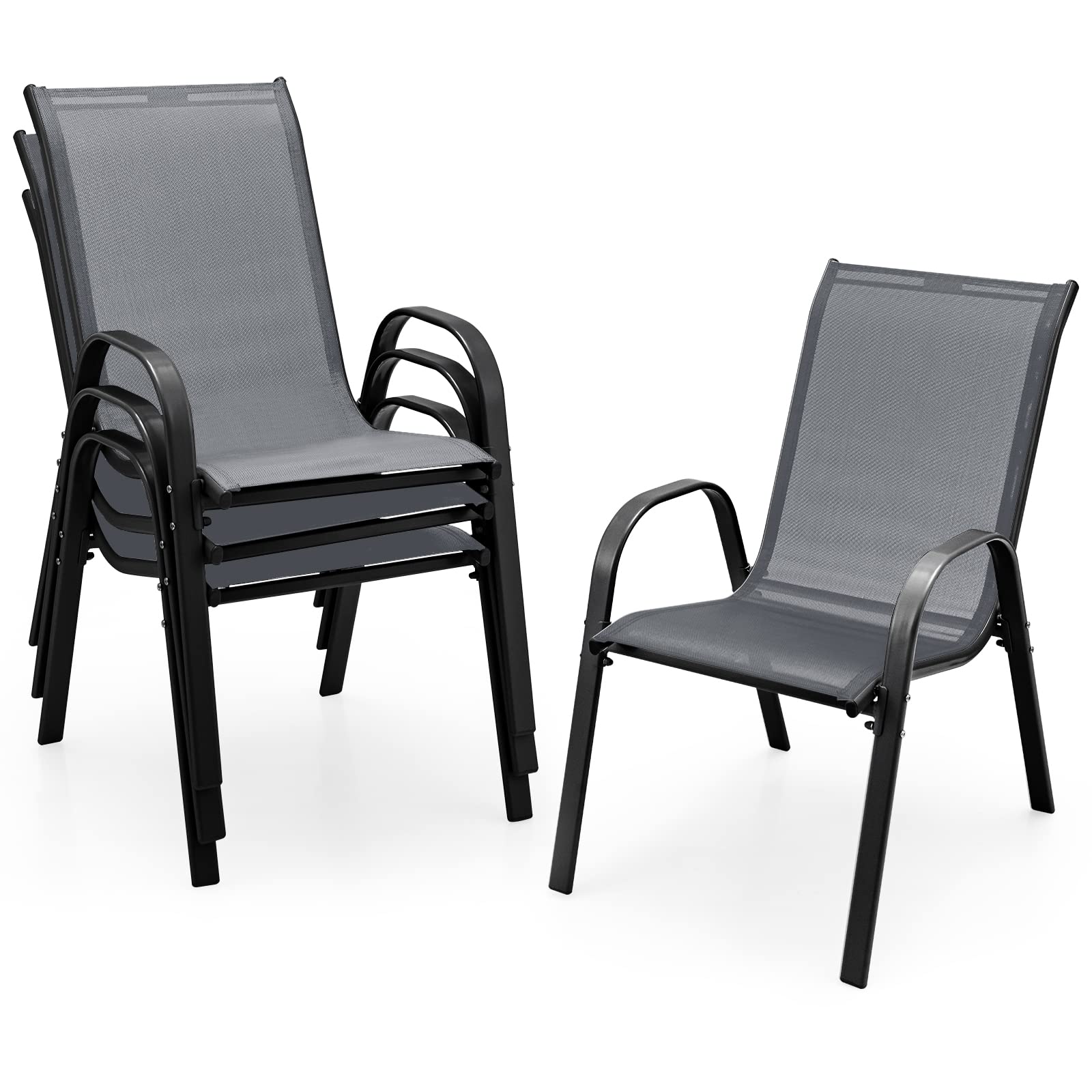 Giantex 4 Pack Stackable Patio Chairs
