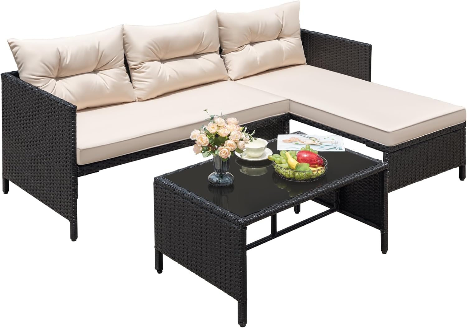 Greesum 3-Piece Wicker Sofa Set