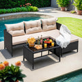Devoko 3-Piece Rattan L Shaped Sofa