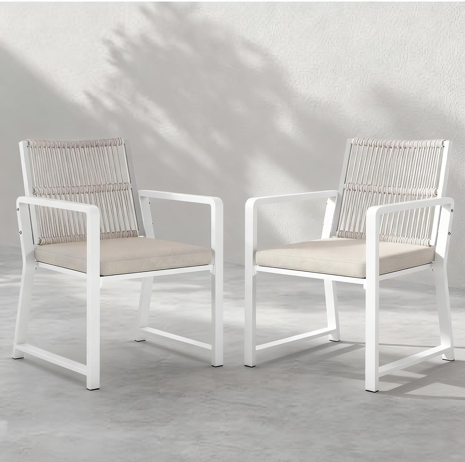 2 Pack Woven Rope Patio Dining Chairs