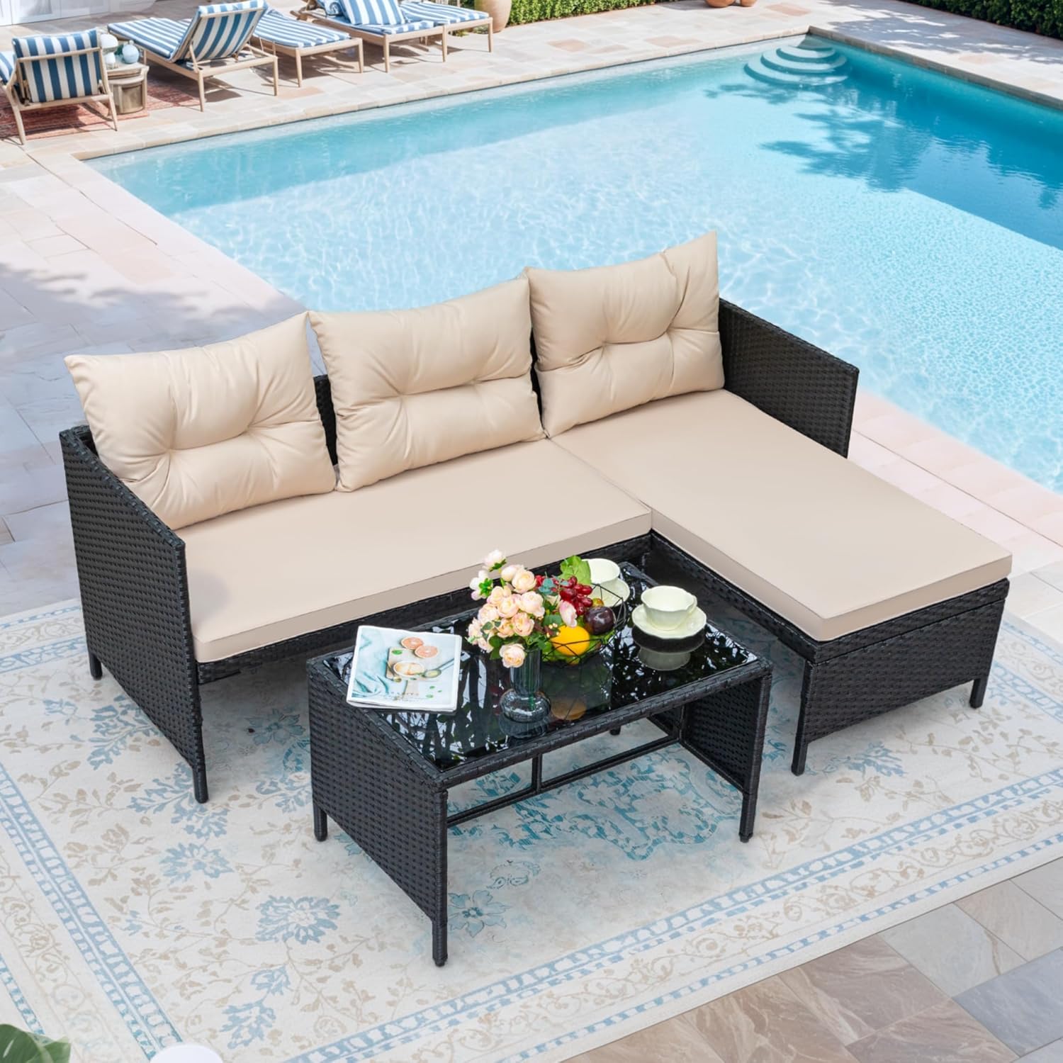Greesum 3-Piece Wicker Sofa Set